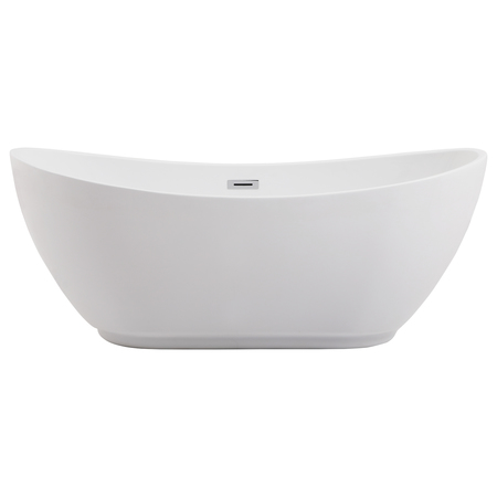 ELEGANT DECOR 62 Inch Soaking Bathtub In Glossy White BT10362GW